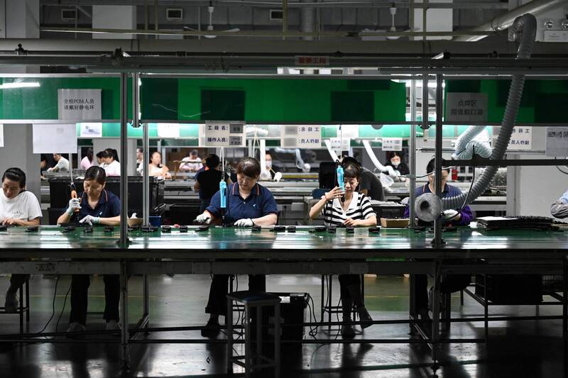 中国5月工业利润同比下降9.1%，创近7个月最大跌幅。 （法新社数据照）