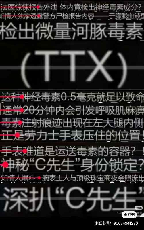  流传于朦胧遗体有毒物反应。图：翻摄自 X《新闻调查》