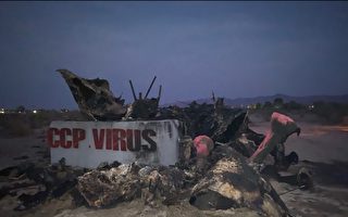 中共病毒雕像加州遭焚毁 陈维明誓言重塑